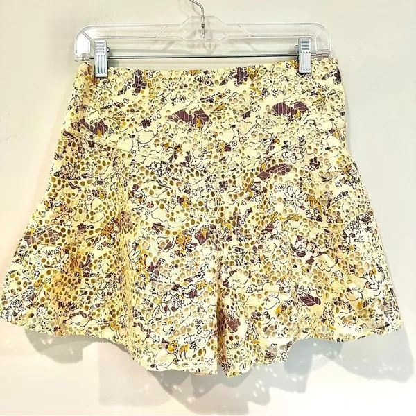 Free People‎ Shallow Waters Cotton Printed High-Waist Shorts Women's 8 Yellow - Image 6