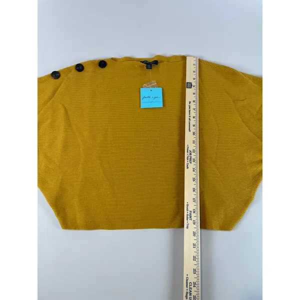 Faith + Zoe Sweater Size L Golden Yellow Ribbed Raglan Sleeve Button Detail NWT - Image 6