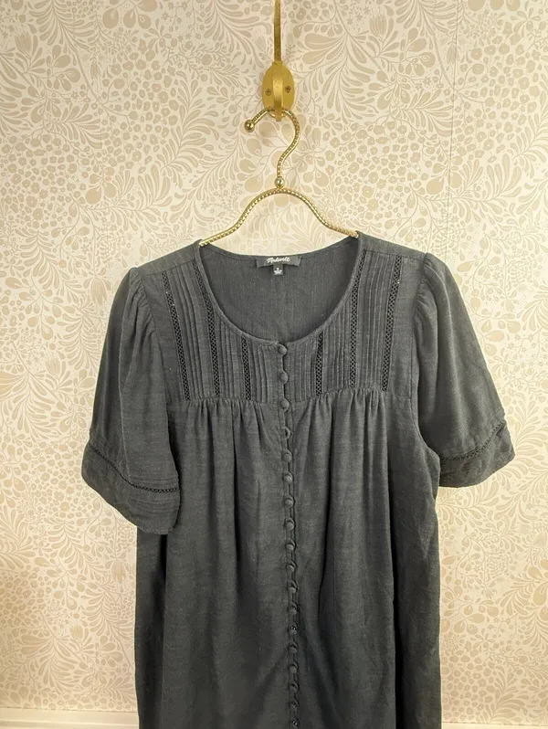 Madewell Black Pleated Button-Front Mini Dress - Size - Small - Image 7