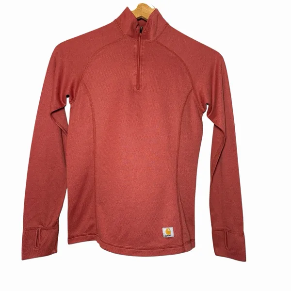 Carhartt‎ Womens 1/4 Zip Pullover Thermal Base Layer Rust XS WK015 Gorpcore - Image 3