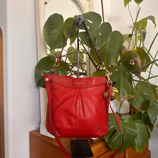 Red Coach Crossbody Bag Leather - Image 5