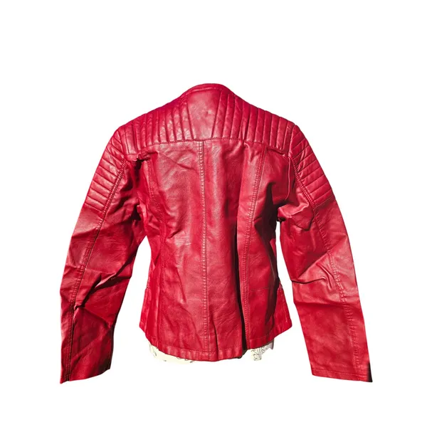 Olivia Miller NWT Womens Burgundy Faux Leather Moto‎ Jacket Fits Large - Image 7
