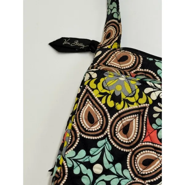 Vera Bradley Sierra On The Go Crossbody Bag Quilted Paisley Floral Black - Image 5