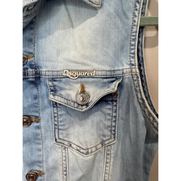 Dsquared2 Denim Sleeveless Romper Sz S Streetwear Designer Festival‎ - Image 4