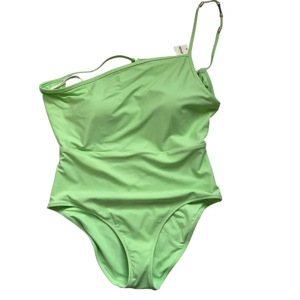 Aerie Beaded One‎ Shoulder Swimsuit L Lime Green One Piece NWT Beach Glam - Image 3