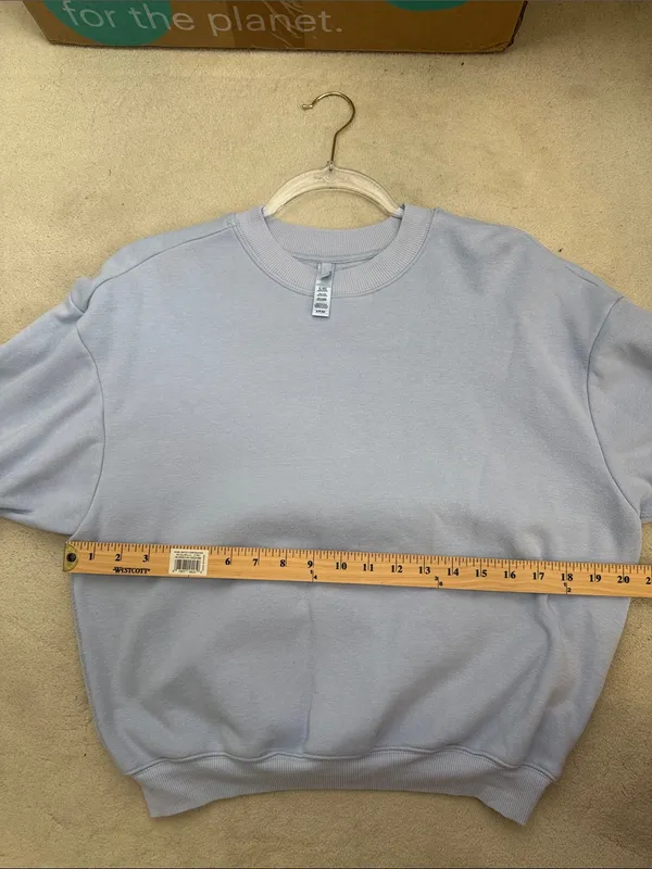 Skims Blue Cotton Blend Crewneck Fleece Sweatshirt Size Small - Image 7