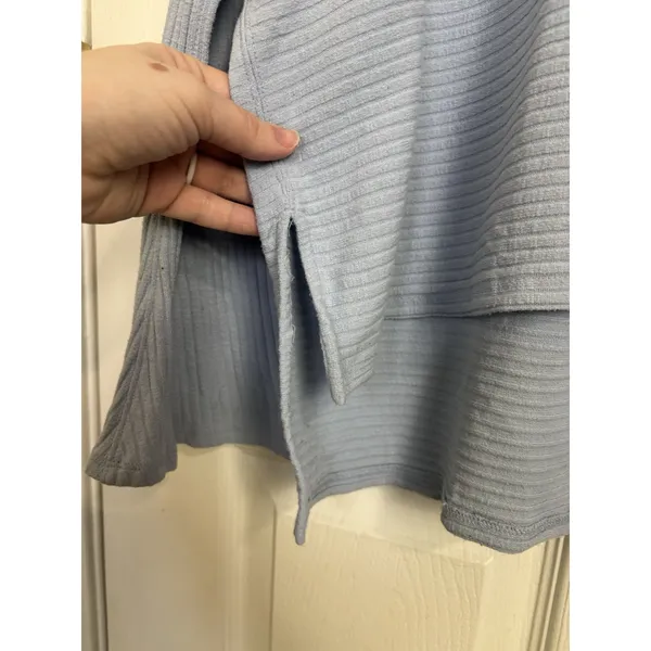 Free People FP Movement Ribbed Bell Sleeve Light Blue Stretch Top Oversized S - Image 9