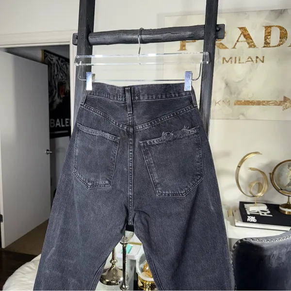 Agolde 90s Crop High Rise Distressed Black Jeans Womens Size 25 EUC - Image 7