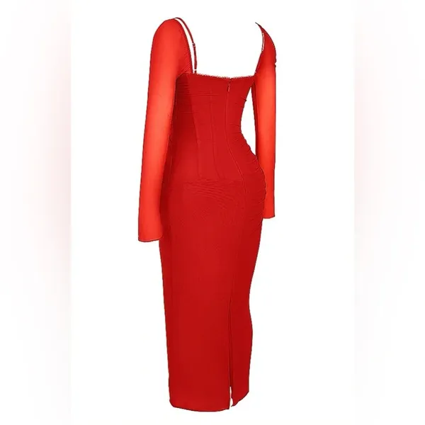 House of CB Katarina Scarlet Long Sleeve Maxi Dress - Image 5