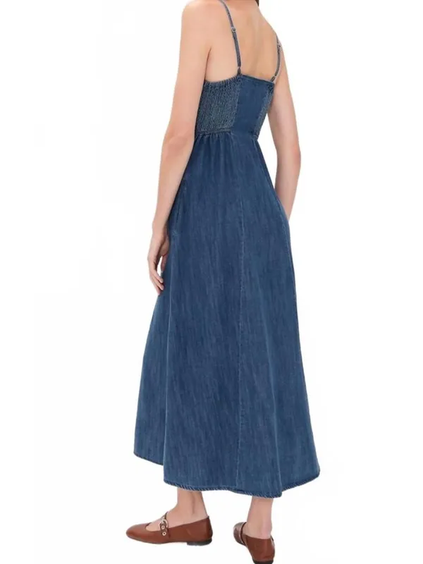 Z Supply Angel Eyes Denim Midi Dress Medium Indigo MEI NWT Size Small - Image 3