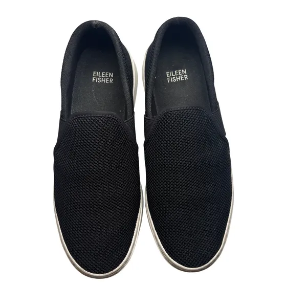 Eileen Fisher‎ Womens Black Mesh Slip On Platform Sneakers Size 7 Comfort Casual - Image 3
