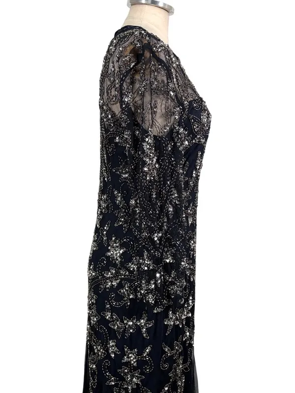 Adrianna Papell Long Sleeve Beaded Sequin Maxi Gown Size 12 - Image 8