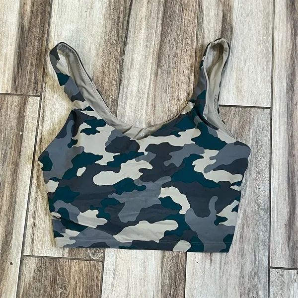 Aerie OFFLINE Real Me Longline Camo Sports Bra XL Wirefree Padded Yoga Gym - Image 3