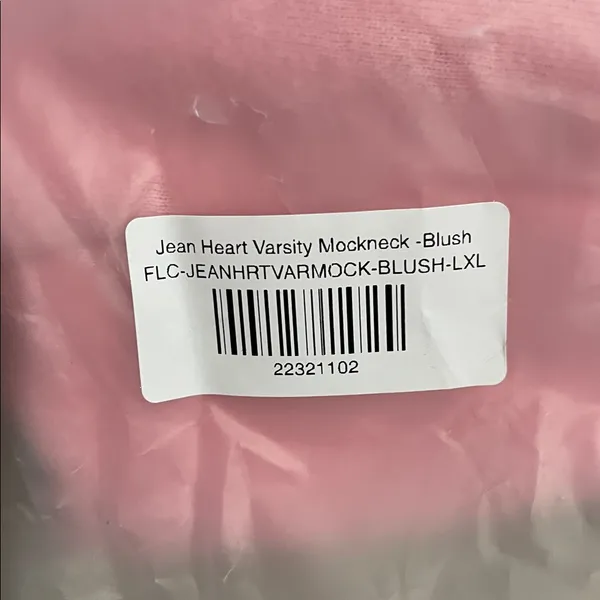 PARKE Valentine’s Special Edition Jean Heart Varsity Fleece Mockneck Blush L/XL - Image 8
