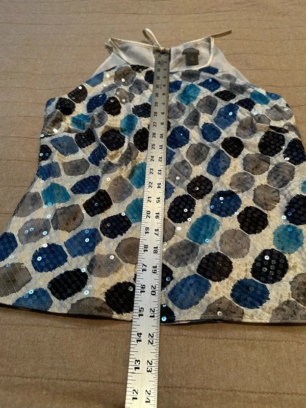 Ann Taylor Blue, Navy and Gray Sequin Halter Camisole - Image 5