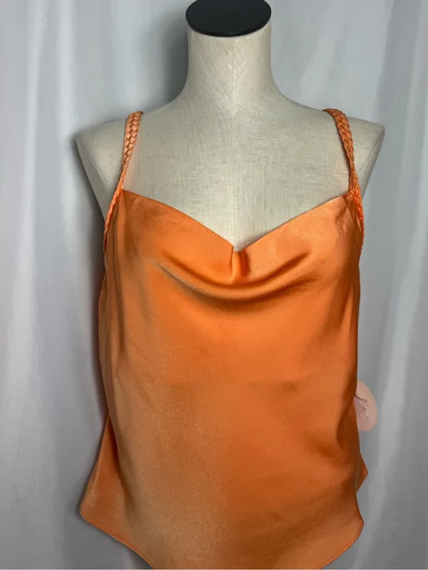 Milk & Honey party festival Braided Strap Orange Cowl Neck Tank Top M NWT - Image 2