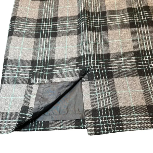 Talbots Grey Black Teal Plaid Pencil Skirt Lined Size 8 Knee Length Professional - Image 6