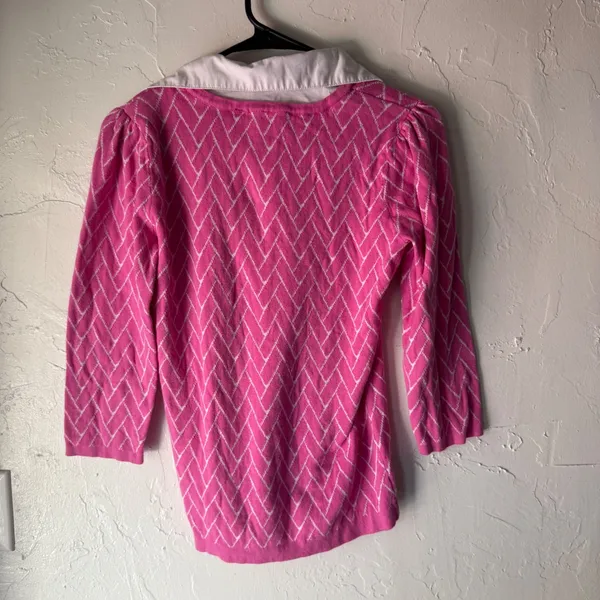 Notations Pink Wh Argyle Knit Collared Sweater‎ Top Small Preppy Coquette Career - Image 8