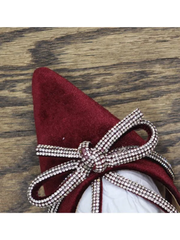 A New Day Womens Gwen Rhinestone Bow Heels 94656736 Burgundy Red 6.5M - Image 8