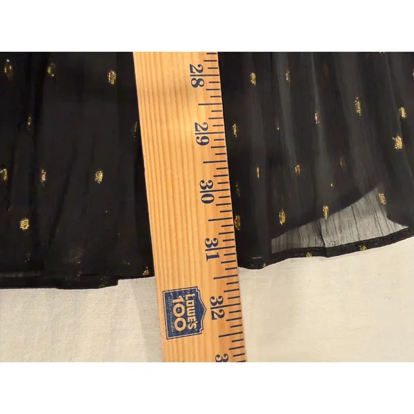 Chelsea & Violet Maxi Skirt Women's Large Black Gold Dot Printed Tiered Pleated - Image 8