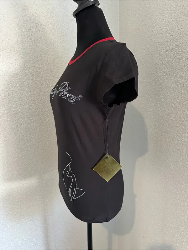 Baby Phat Black Tee with Red Trim and Rhinestone Accent - Image 3