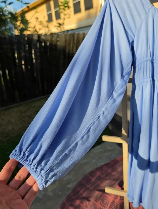 Old Navy Baby Blue Long Sleeve Dress Medium - Image 6