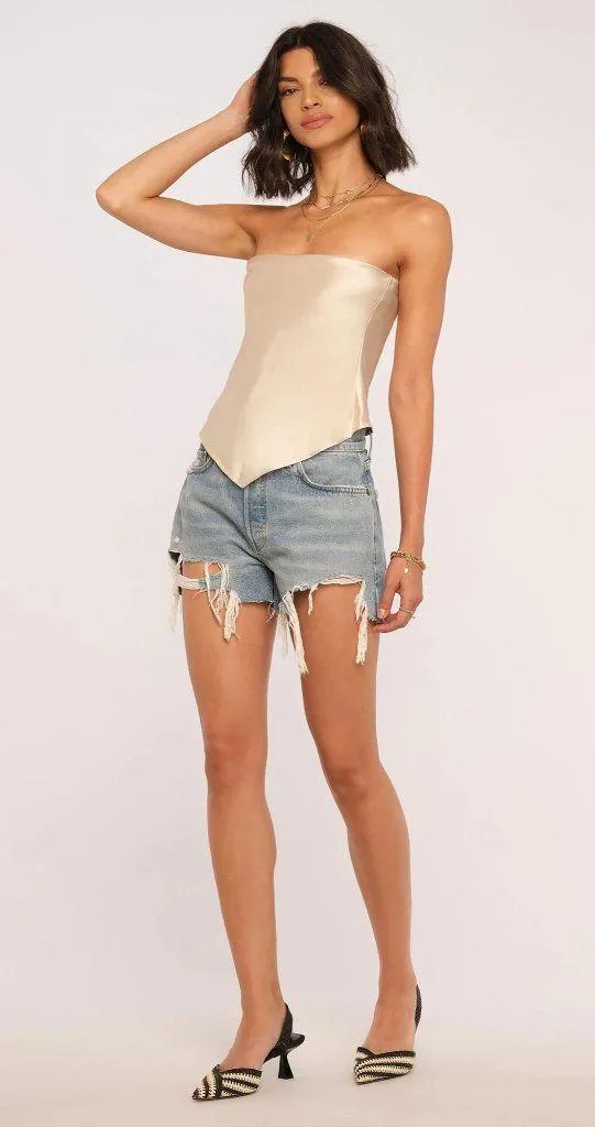 HEARTLOOM Monico Top in Oyster Medium New Womens Strapless Satin Tank - Image 10