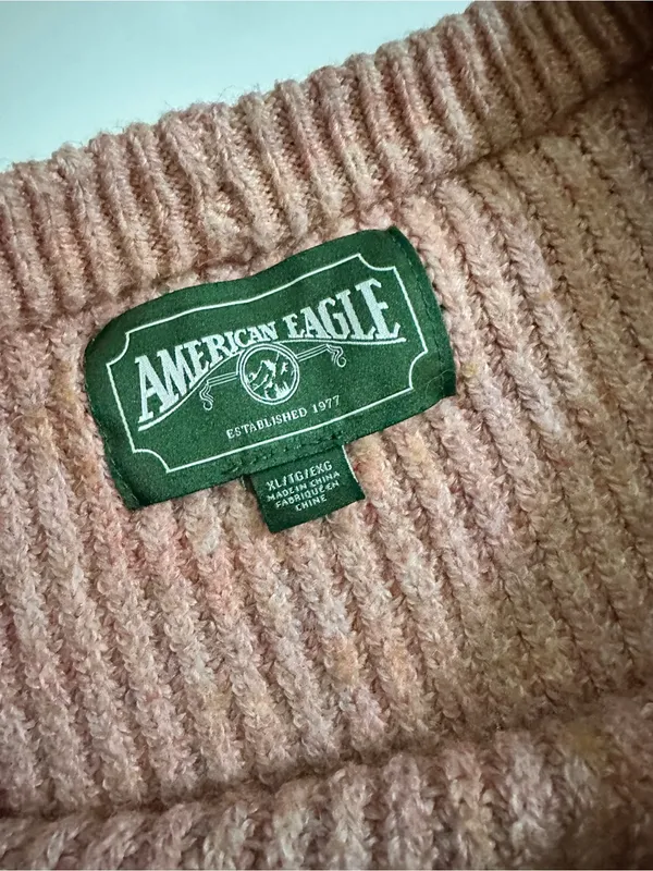 American Eagle Pink Chunky Knit Boxy Oversized Sweater XL - Image 6