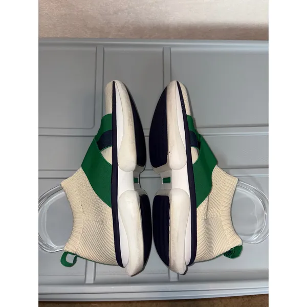 Tory Sport Bubble Sock Sneakers Cream Green Navy Knit Slip On Trainers - Image 7