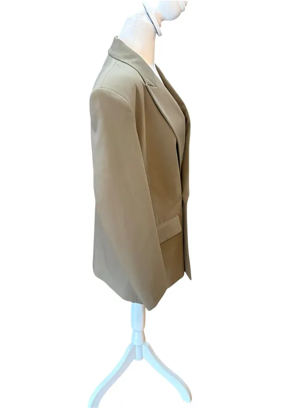 Zara Double Breasted Oversize Blazer In Khaki Womens Small Blogger Favorite - Image 4