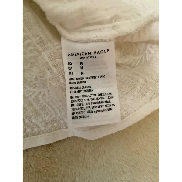 NWT American Eagle White Cotton Gauze Tiered Embroidered Mini‎ Skirt Eyelet M - Image 5