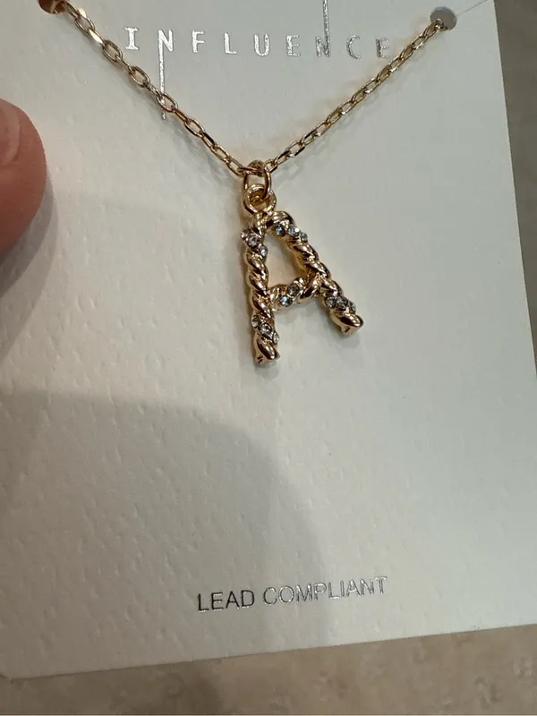 Influence Gold Tone Initial A Necklace CZ Letter Pendant Minimalist Jewelry NWT - Image 4
