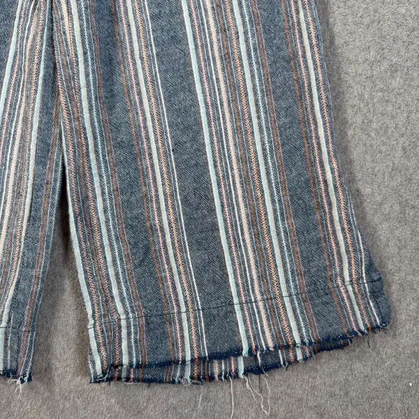 Democracy Wide-Leg Cropped Pants Womens 4 Flex-ellent Raw Hem Linen Blend Stripe - Image 2