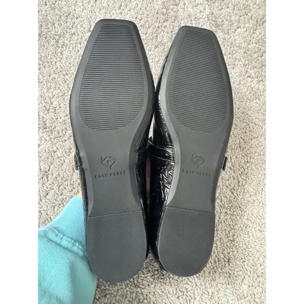 NWB Katy Perry The Evie Mary Jane Ballet Flat Womens Size 8 M Crinkle Black - Image 8