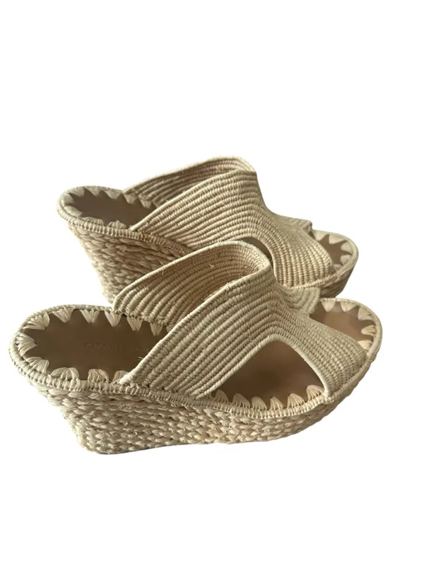 Carrie Forbes Lina Cutout Slide Wedge sandals in natural 39 NWOT - Image 2