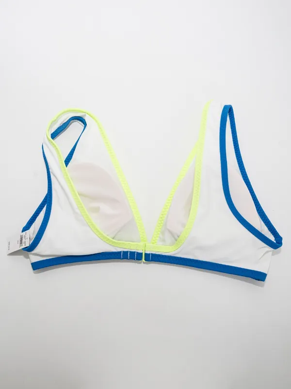Aerie - White Contrast Trim Triangle Bikini Swim Top - Image 3