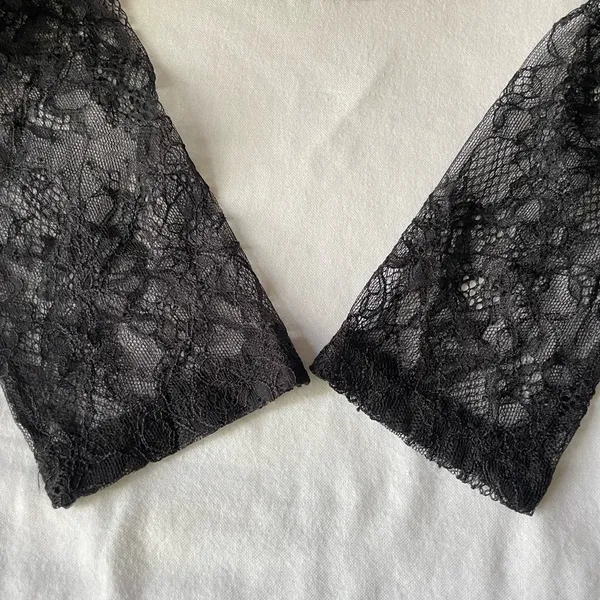 Black Lace Whimsigoth Boho Fairy Mystic Long Sleeve Top - Image 5