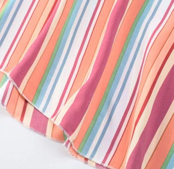 The Lace Daisy NEW Colorful Striped Spaghetti Strap Handkerchief Hem Maxi Dress Size Large - Image 11