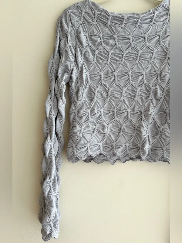 See You Monday Honeycomb Stretch Long Sleeve Top, Light Grey, Size Large - Image 13