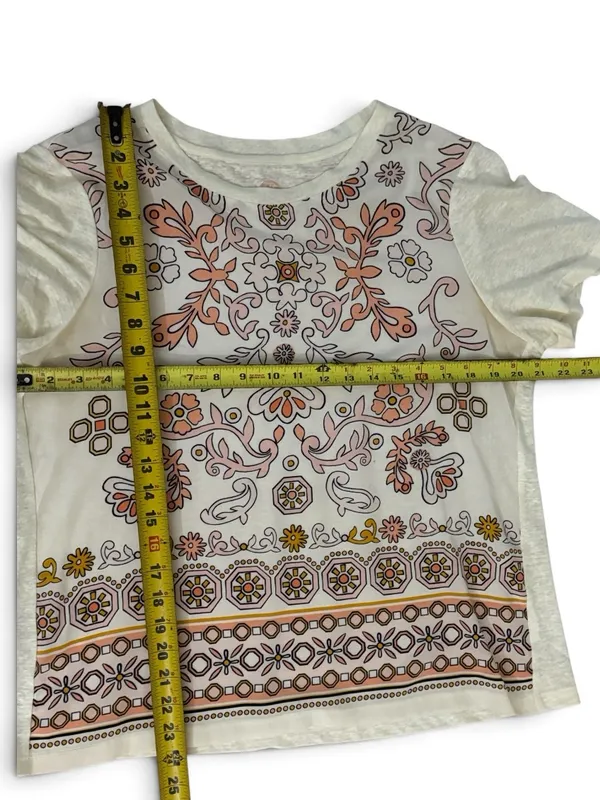 Tory Burch Kayla Mixed Media Top Silk Front Linen Back size Large Lightweight - Image 8