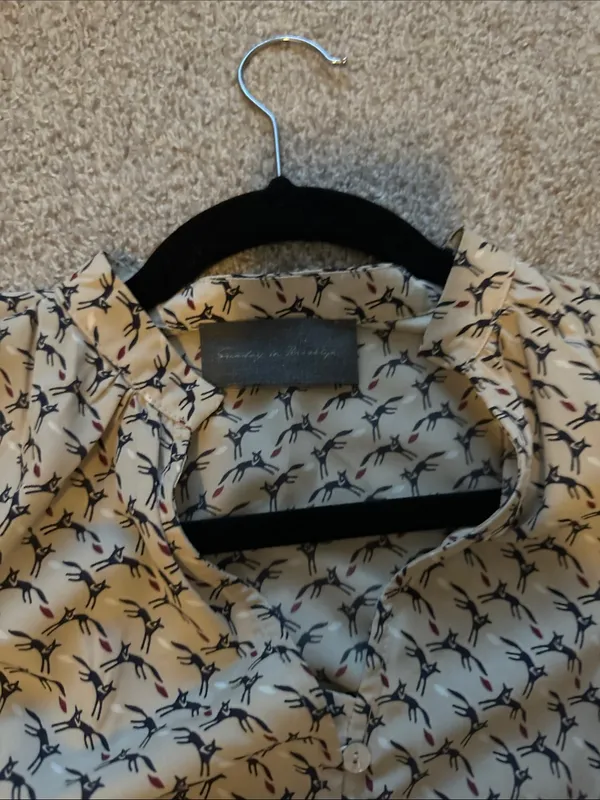 Anthropologie Cream Patterned Long-Sleeve Blouse- Sundays in Brooklyn - Image 2