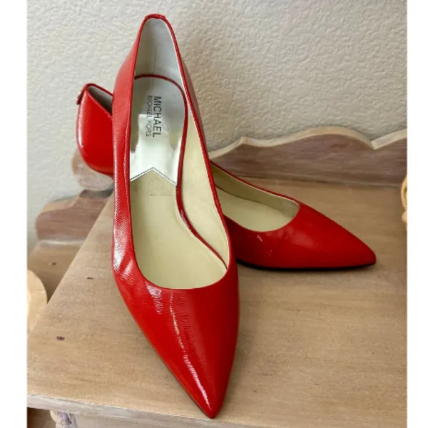 Michael Kors Red Patent Leather Pointed-Toe Stiletto Heels - Image 2