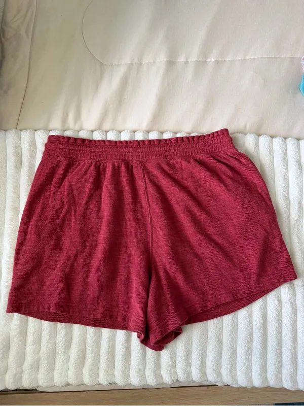 Aerie Women’s Casual Drawstring Knit Shorts - Burgundy - Image 7