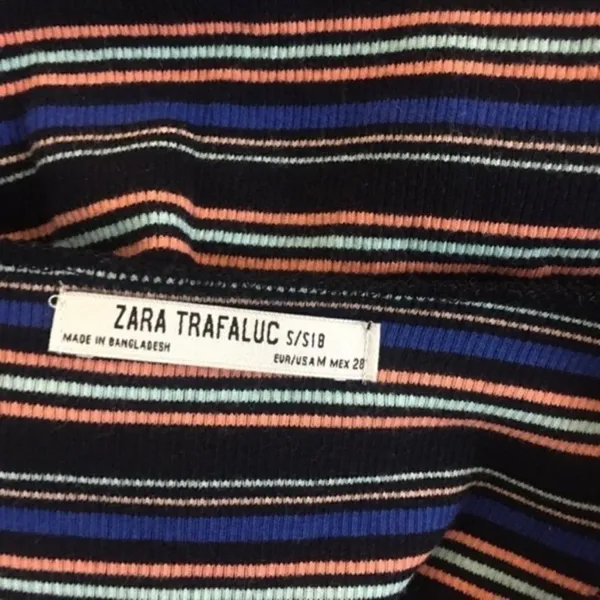 Zara Multicolor Ribbed Knit Striped Crop Top Size S Sleeveless Tank - Image 4