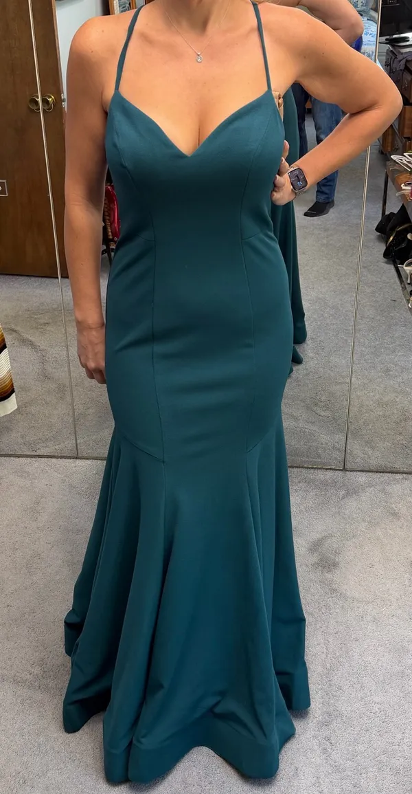 Azazie Bridesmaid Dress Peacock Mermaid Stretch - Image 3