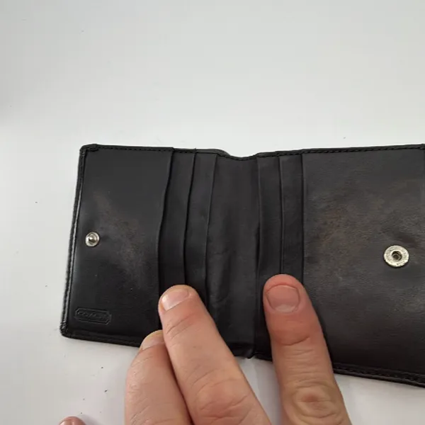 Coach Compact Black Signature C Canvas Wallet - Image 4