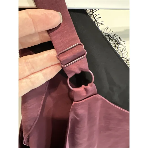 Universal Standard‎ Burgundy Satin Lace Trim Cami Top Lingerie Romantic - Image 5