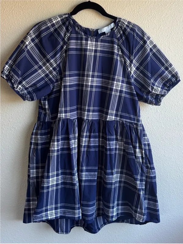 Hill House Plaid Short Sleeve Babydoll Dress - Image 2