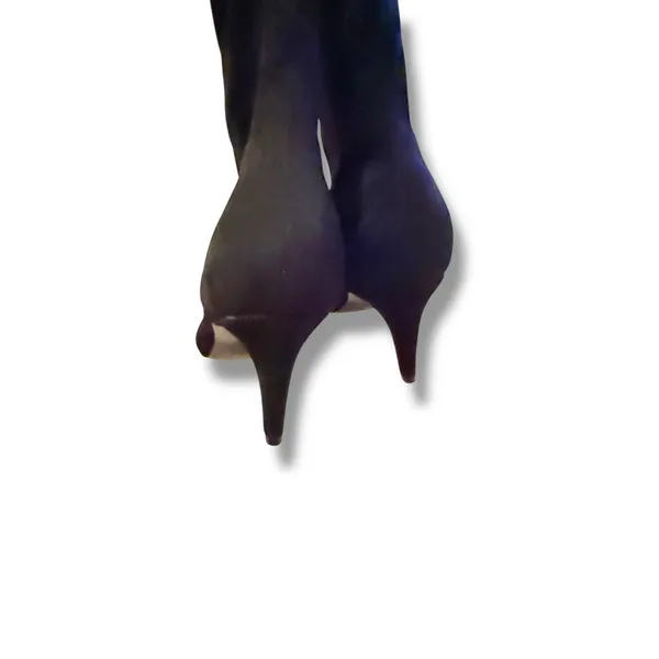 Nine West Knee High Boots Size 9.5 Black‎ Faux Suede Almond Toe Stiletto Heel - Image 3