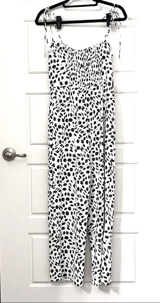 Commense Tie Strap Contrast Print Wide Leg Jumpsuit - Image 5